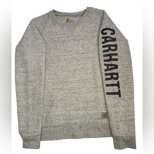 Carhartt Gray Crewneck Sweater with Vertical Logo